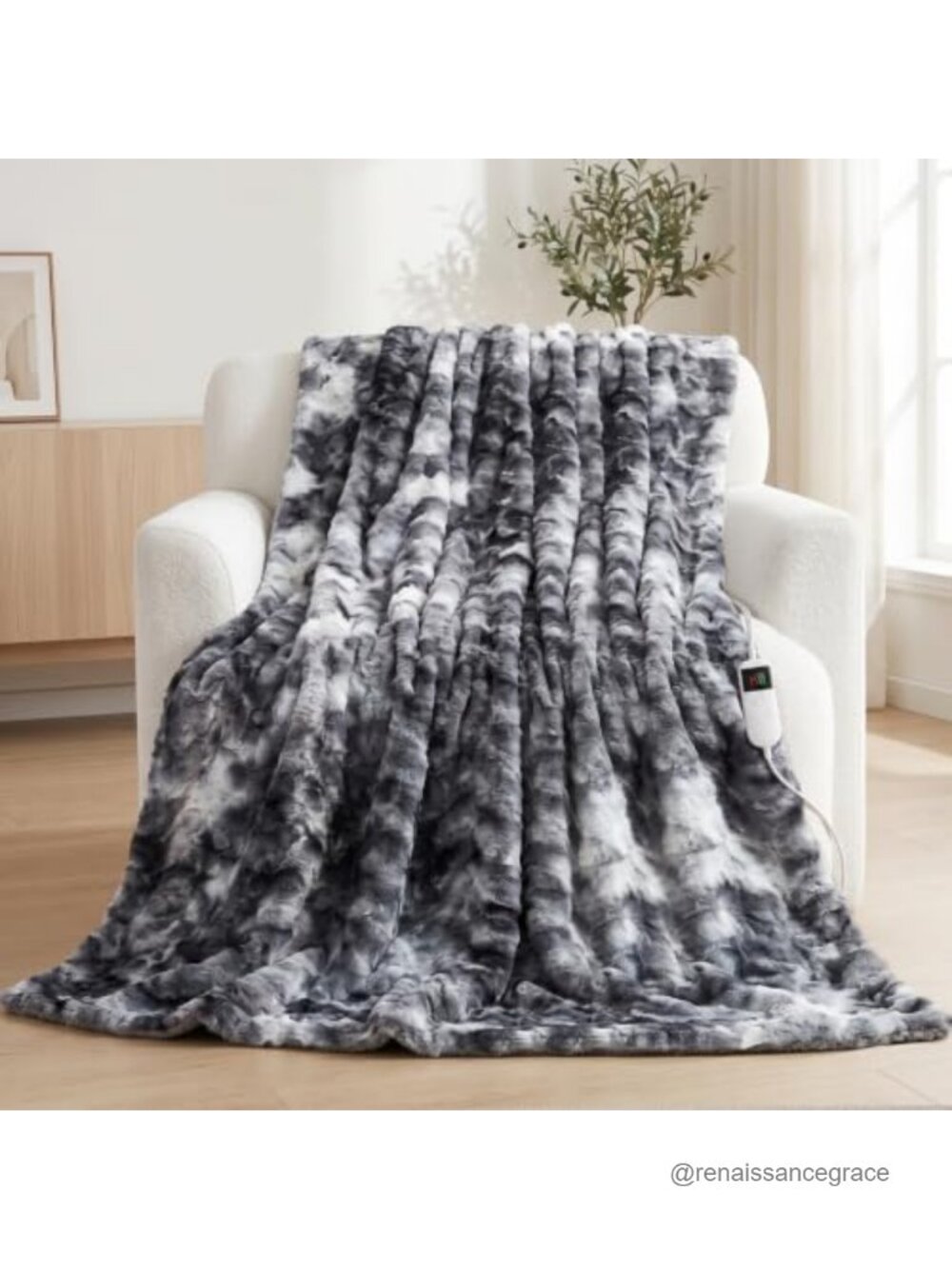 Faux Fur Sherpa Electric Heated Throw Blanket 10 Heat Settings 50x60